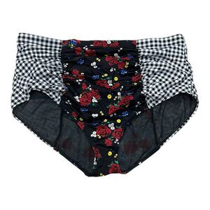 Torrid Black Red Gingham Floral High Waisted Bikini Bottom 3X